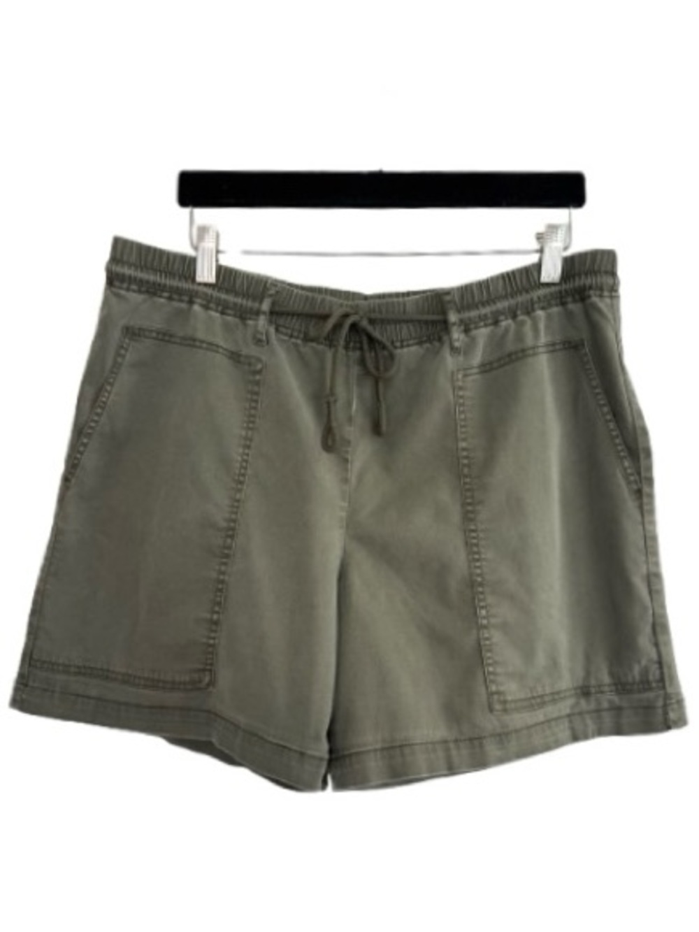 J Jill Cotton Lyocell Utility Shorts Olive Green Drawstring Waist High Rise